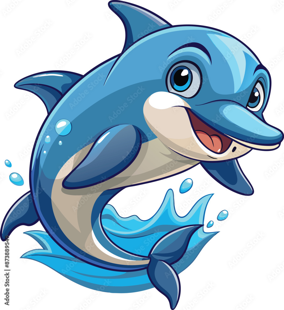 Dusky Dolphin fish active smiles ocean vector a white background Dusky Dolphin fish active smiles ocean vector a white background