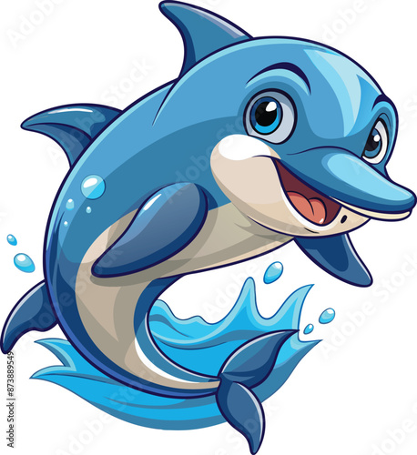 Dusky Dolphin fish active smiles ocean vector a white background