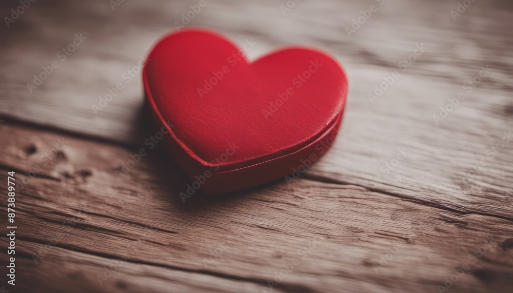 Happy Valentines Day. Red Heart on a wooden table. Happy Valentines Day. Red Heart on a wooden table.