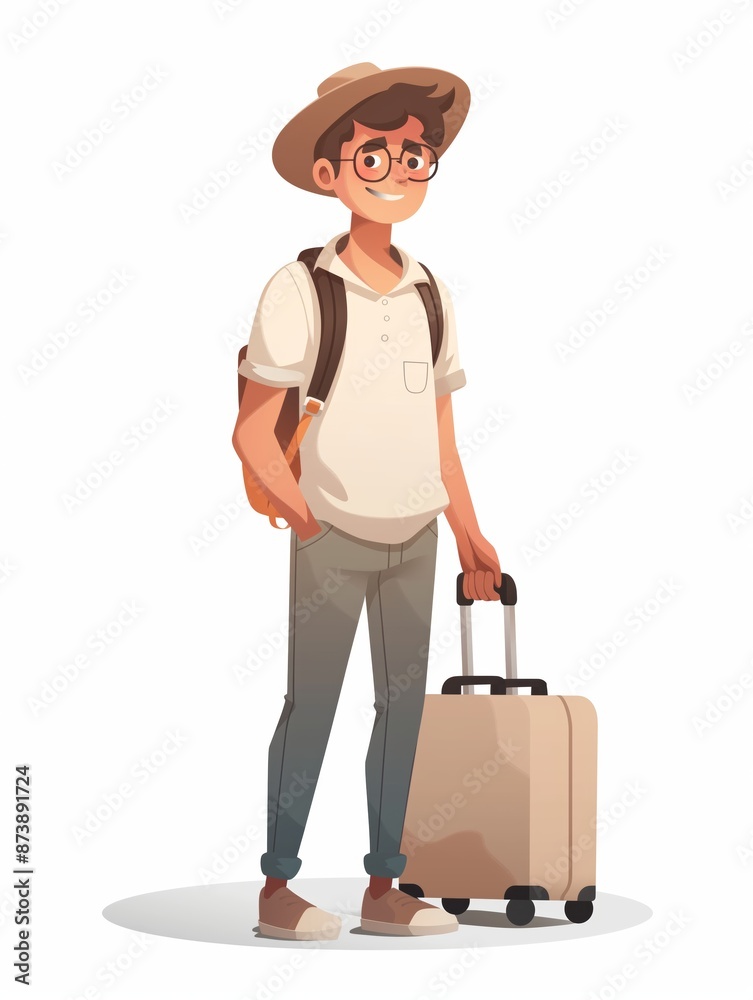 Travel Agent male, Full body character, Vector illustration, Clip art, Hospitality and Tourism, isolated on white background Travel Agent male, Full body character, Vector illustration, Clip art, Hospitality and Tourism, isolated on white background