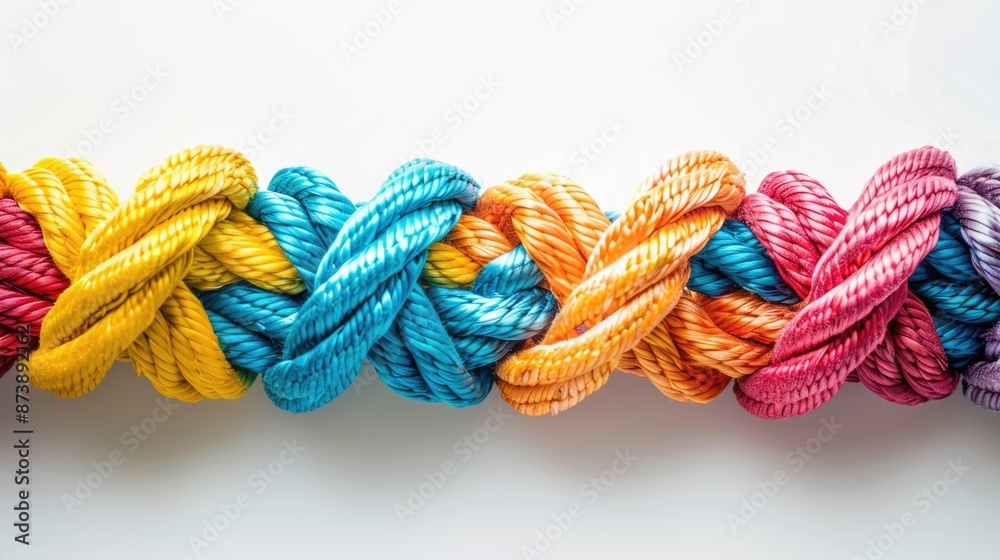 Strength In Unity. Colorful Braided Ropes Representing Diversity and Connection Strength In Unity. Colorful Braided Ropes Representing Diversity and Connection