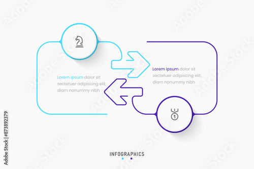 Vector Infographic label design template with icons and 2 options or steps. Can be used for process diagram, presentations, workflow layout, banner, flow chart, info graph.