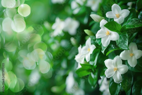 Asian Jasmine: Fragrant White Flowering Plant in Lush Green Garden Grove