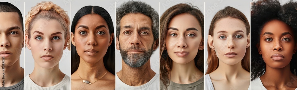 A group of people with different skin tones and hair colors. The image is meant to show the diversity of people and the beauty in their differences A group of people with different skin tones and hair colors. The image is meant to show the diversity of people and the beauty in their differences