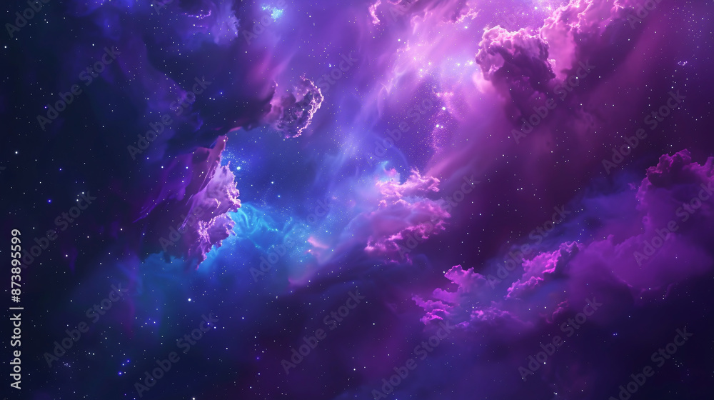 space galaxy background with nebula clouds and distant stars, purple and blue tones space galaxy background with nebula clouds and distant stars, purple and blue tones