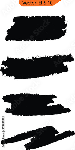 Grunge brush strokes. Black ink line, grunge brush strokes, ink paint set, EPS 10	
