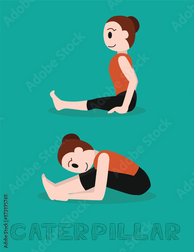 Yoga Caterpillar Forward Bend Cartoon Vector Illustration