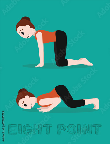 Yoga Eight Point Ashtangasana Cartoon Vector Illustration photo