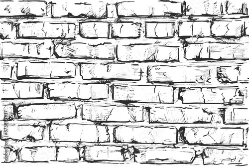 Seamless pattern of hand drawn brick wall creating a grunge background