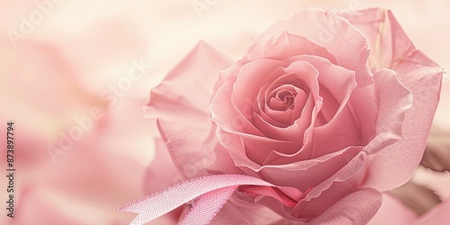 Rose en gros plan avec un ruban rose photo