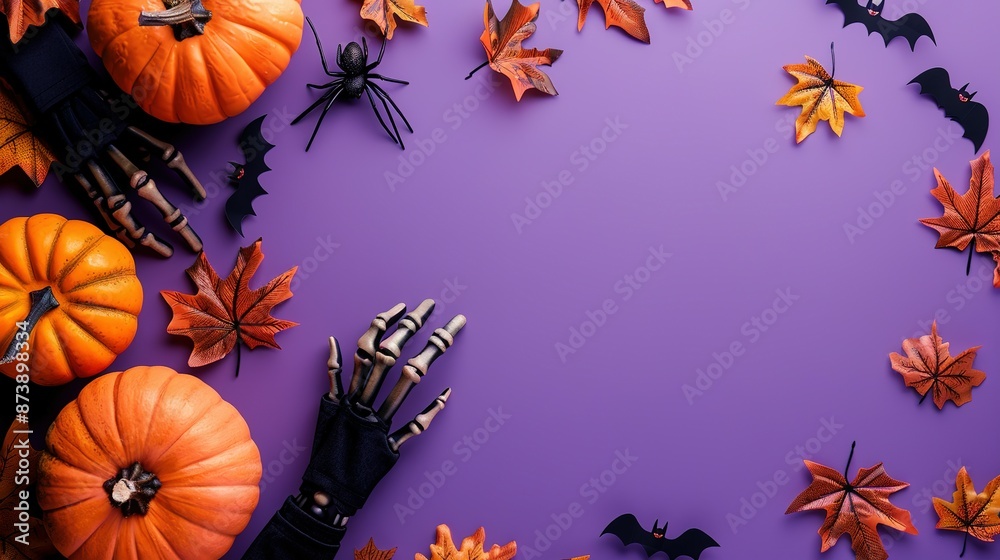 Halloween Decorations with Pumpkins, Bats, and Skeletons Halloween Decorations with Pumpkins, Bats, and Skeletons