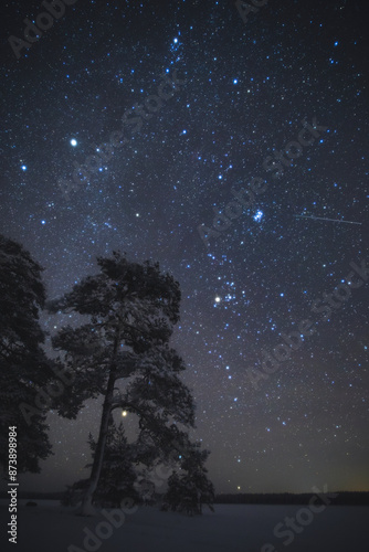 The Orion constellation rises in the winter sky