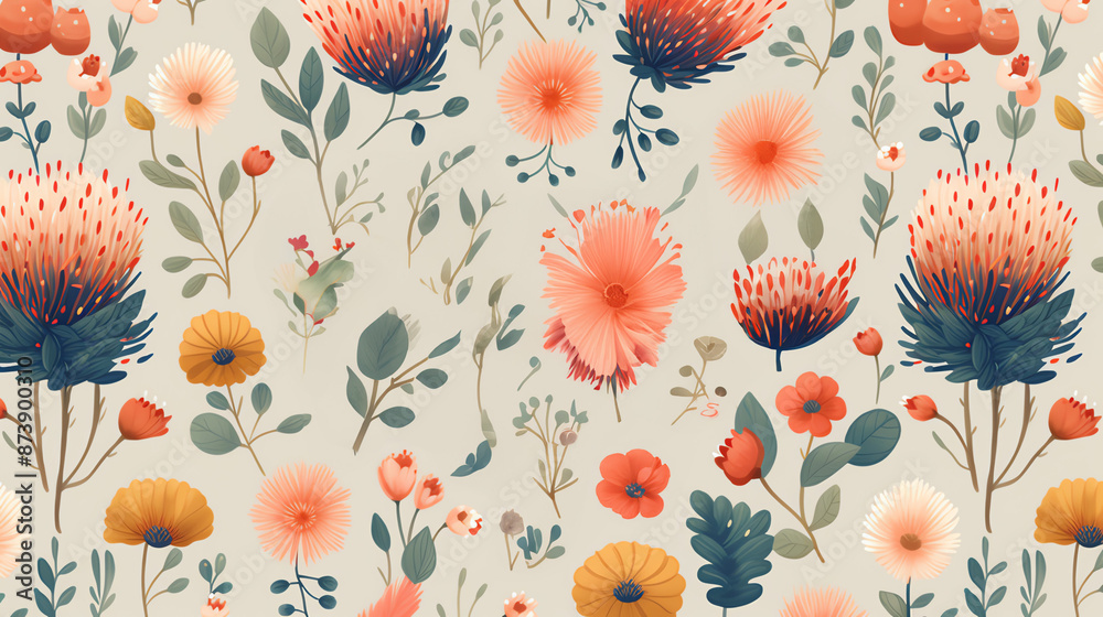 Cute hedgehog surrounded by colorful flowers and leaves on a light grey background. Cute hedgehog surrounded by colorful flowers and leaves on a light grey background.