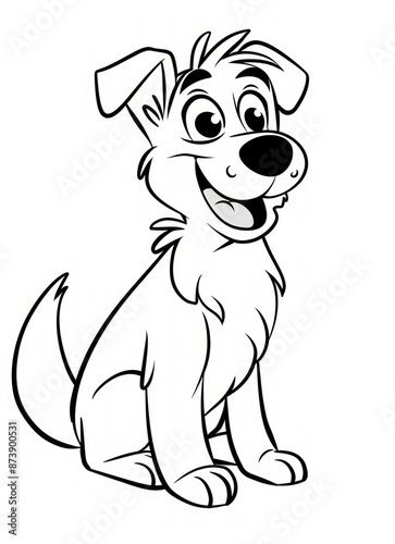 Cartoon Dog Line Art Illustration