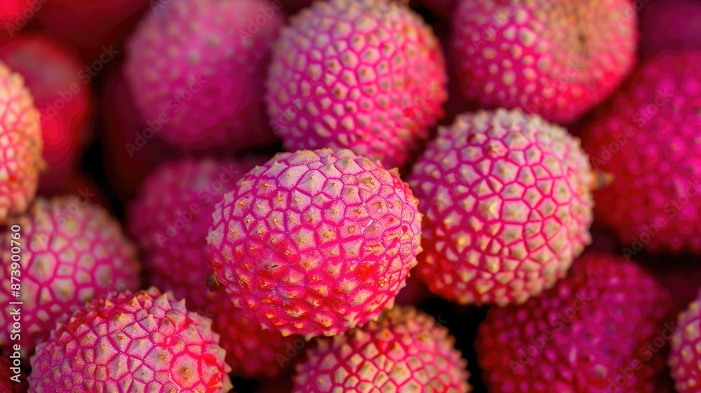 Litchi Chinensis Closeup. Enjoyable Oriental Fruit from China, Ideal for Diet