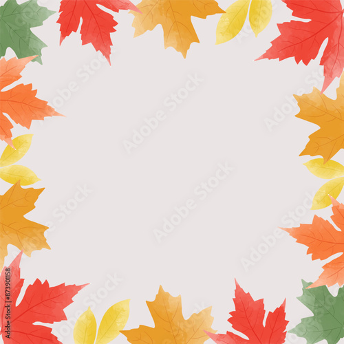 Autumn background from colorful watercolor leaves.