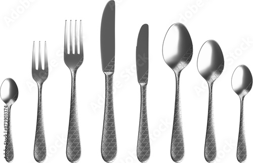 Obraz na płótnie cutlery set, fork, knife, spoon, chrome triangle design w salonie