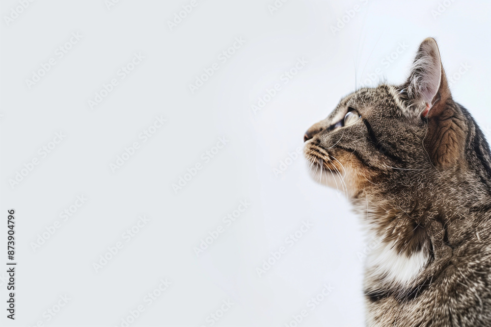 Obraz premium Cat Posing on White Background with Blank Space