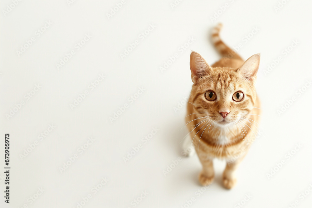 Cat Posing on White Background with Blank Space Cat Posing on White Background with Blank Space