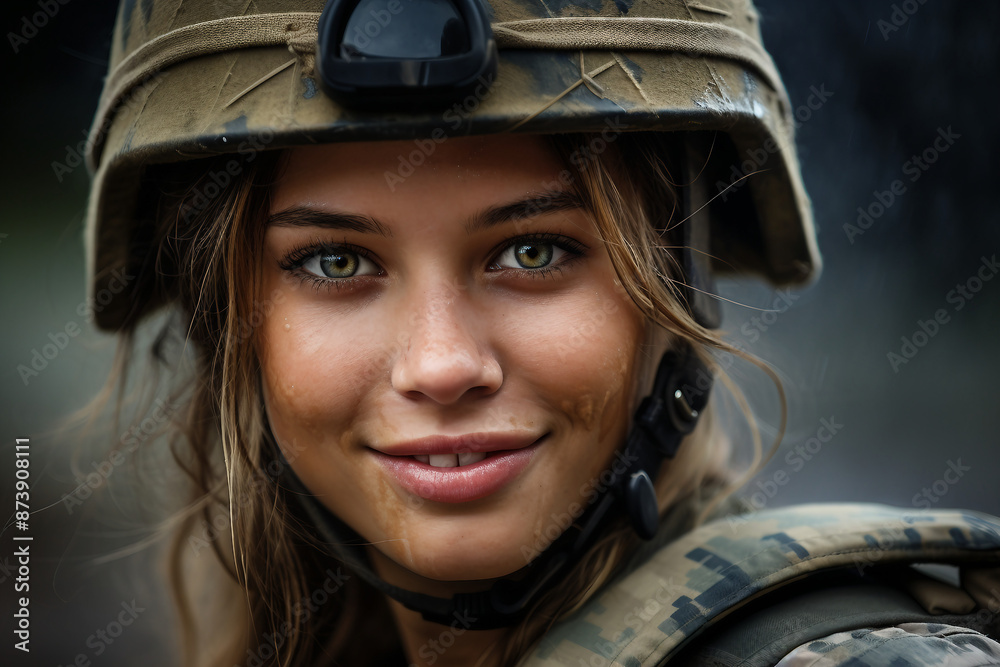 Photo of courageous young soldier created with generative AI technology Photo of courageous young soldier created with generative AI technology