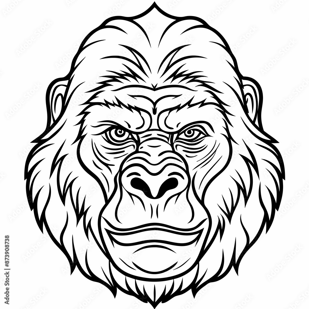 gorilla head vector, simple line, good for mascot and coloring page gorilla head vector, simple line, good for mascot and coloring page