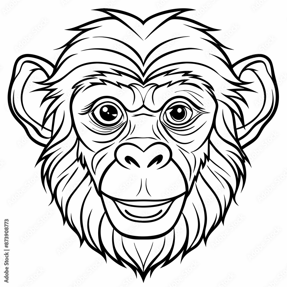 monkey head vector, simple line, good for mascot and coloring page monkey head vector, simple line, good for mascot and coloring page