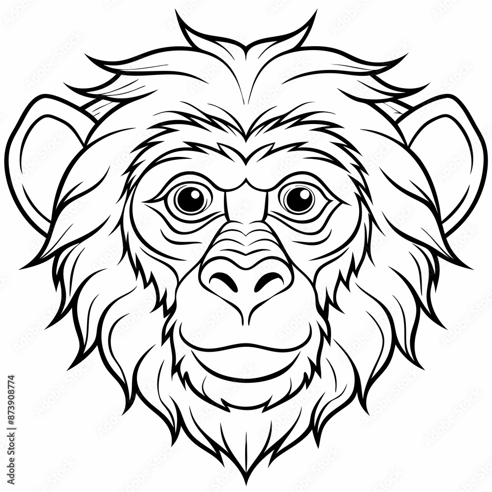 monkey head vector, simple line, good for mascot and coloring page monkey head vector, simple line, good for mascot and coloring page