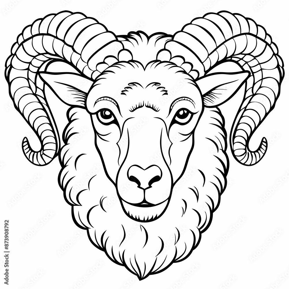 illustration head of a lamb, simple line vector. for coloring page illustration head of a lamb, simple line vector. for coloring page
