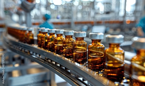 Wallpaper Mural staff check Medical vials on production line at pharmaceutical factory, Pharmaceutical machine working pharmaceutical glass bottles production line Torontodigital.ca