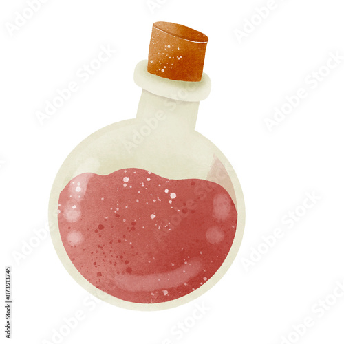 Watercolor Hand drawn illustration cute witch's red potion isolated spooky halloween element