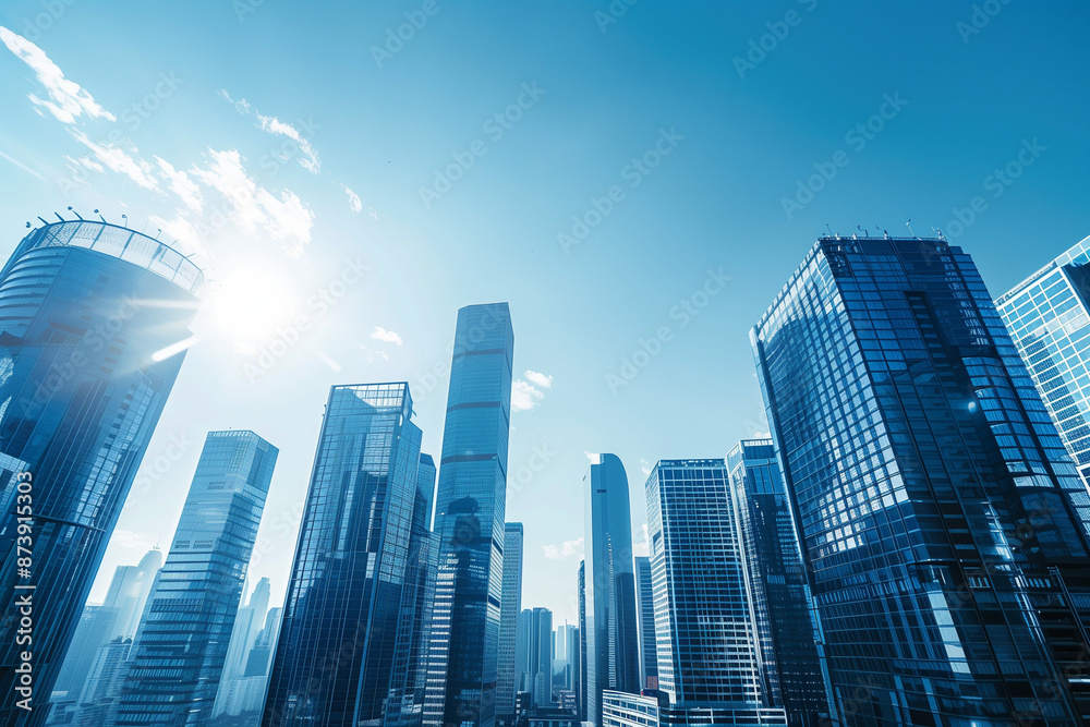 Skyline of Urban Financial District Under Blue Skies Skyline of Urban Financial District Under Blue Skies
