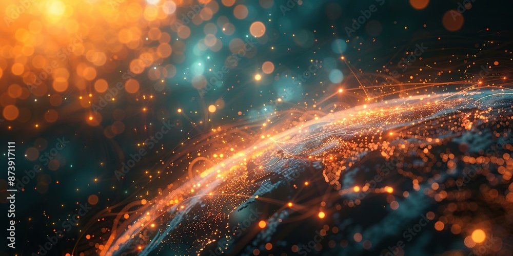 Obraz premium Digital map of the World. Network and connectivity, data transfer and cyber tech concept. Generative Ai