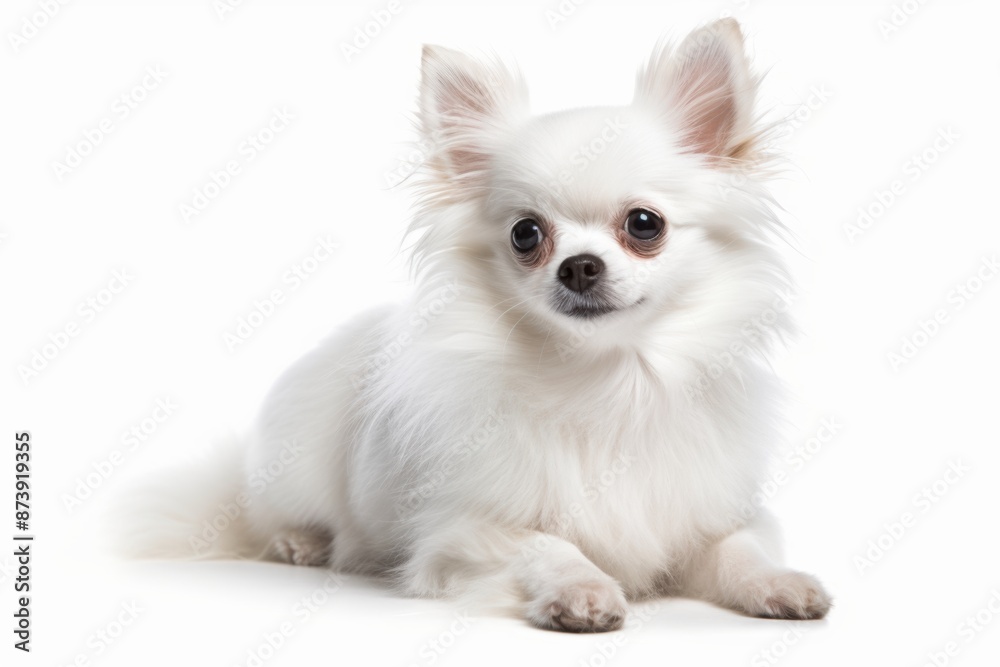 white chihuahua in front of a white backgroung white chihuahua in front of a white backgroung