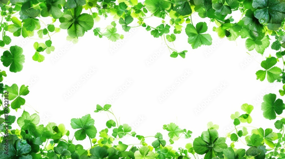 Falling Leaves Frame. Green Shamrock Border Background with Clover Leaves for St. Patrick's Day Falling Leaves Frame. Green Shamrock Border Background with Clover Leaves for St. Patrick's Day