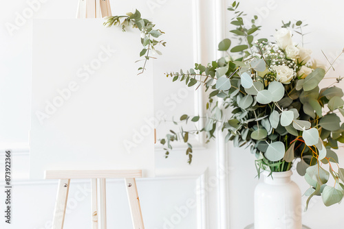 Blank Canvas With Eucalyptus Bouquet