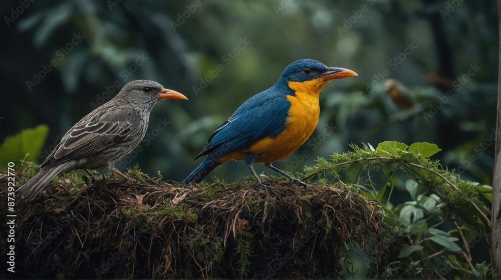 Bird migrating in a V-formation with its flock Bird migrating in a V-formation with its flock