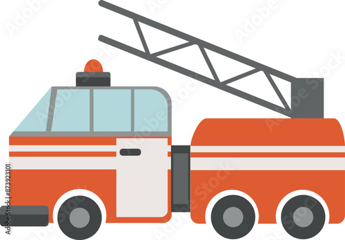 Red firetruck vector. Red fireman truck illustration. 