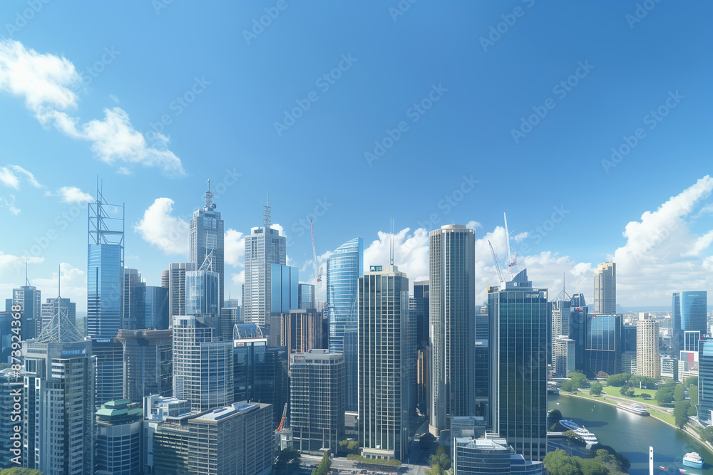 High-Rise Office Buildings in the Financial District with Blue Sky High-Rise Office Buildings in the Financial District with Blue Sky