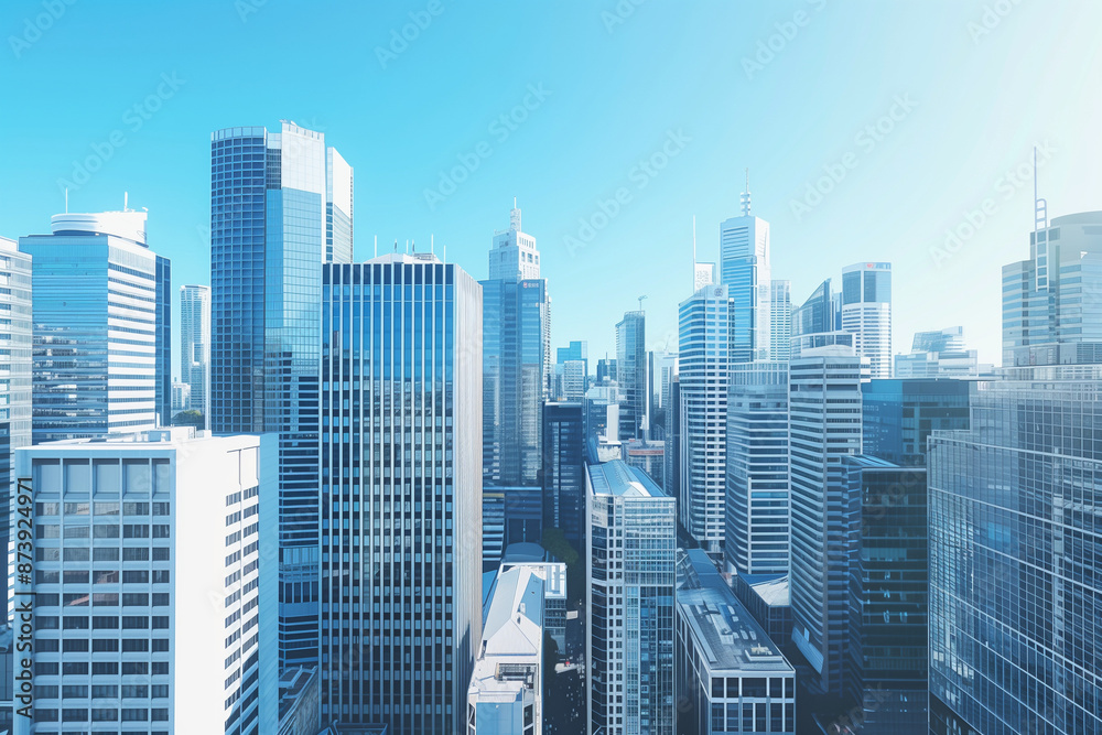 High-Rise Office Buildings in the Financial District with Blue Sky High-Rise Office Buildings in the Financial District with Blue Sky