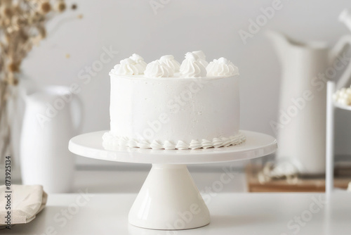 White Cake on Cake Stand