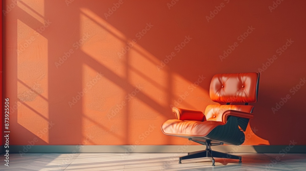 Obraz premium Stylish orange chair in sunlight