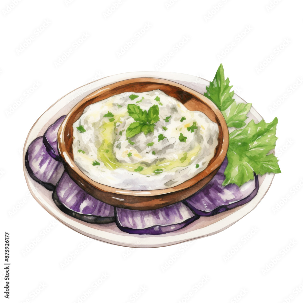 Illustration of Melitzanosalata , a Greek Food in a White Background. Illustration of Melitzanosalata , a Greek Food in a White Background.