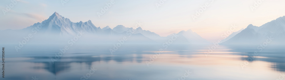 Fototapeta premium Fantasy Landscape Panorama, Mountains, 3D Render