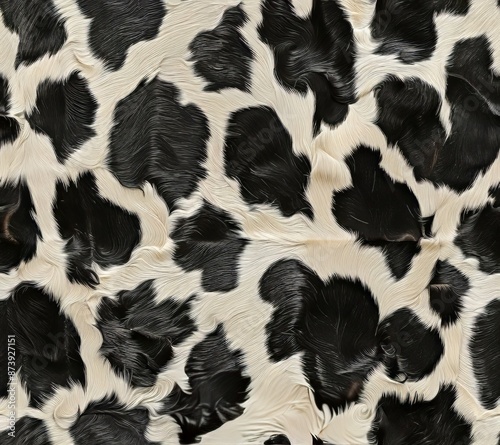 Black and white cowhide pattern reminiscent of Holstein cattle photo