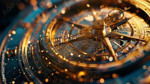 Wallpaper Mural vintage compass close up, golden details, glowing elements, cinematic light, bokeh effect, background Torontodigital.ca