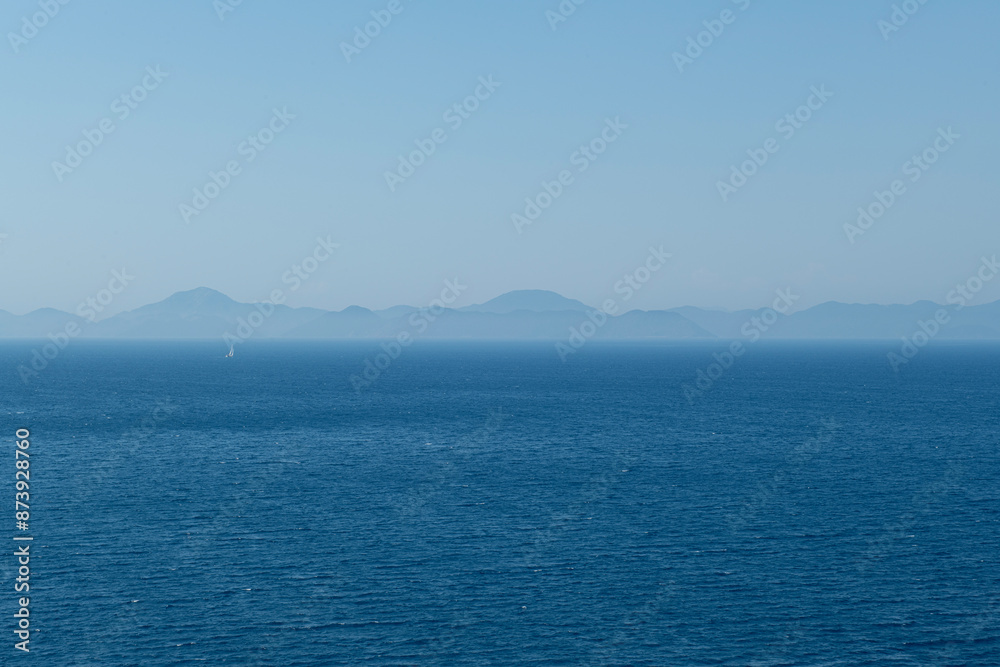 Bay views from green forests. View from the forest to the sea. Magnificent views from the forest to the sea. Magnificent bays of Muğla. Bay views from green forests. View from the forest to the sea. Magnificent views from the forest to the sea. Magnificent bays of Muğla.