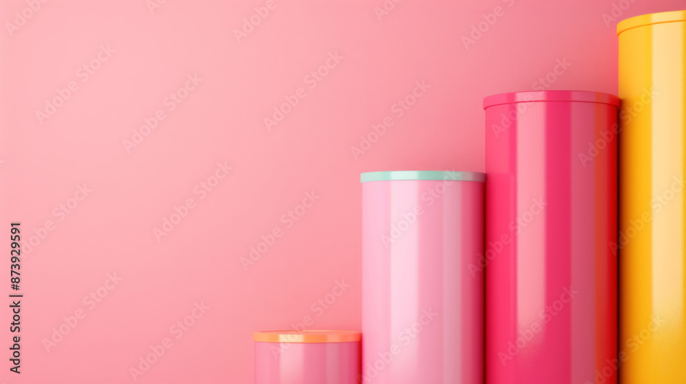 Abstract Terrain Created by Colored Cylinders Close Abstract Terrain Created by Colored Cylinders Close