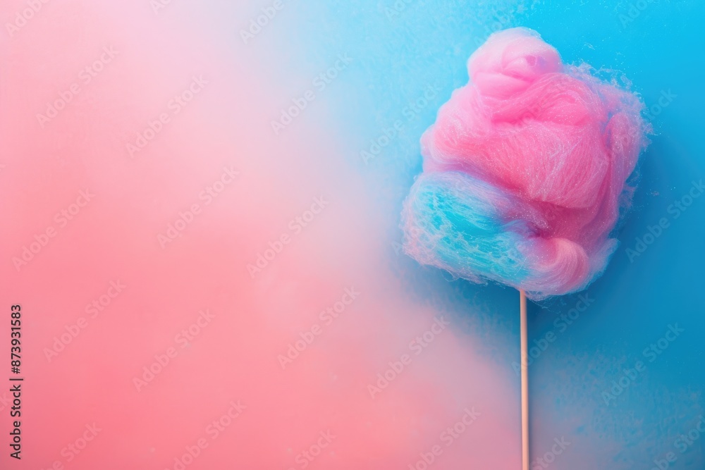 Carnival Candy. Colorful Cotton Candy Stick on Background. Top View with Copy Space Carnival Candy. Colorful Cotton Candy Stick on Background. Top View with Copy Space
