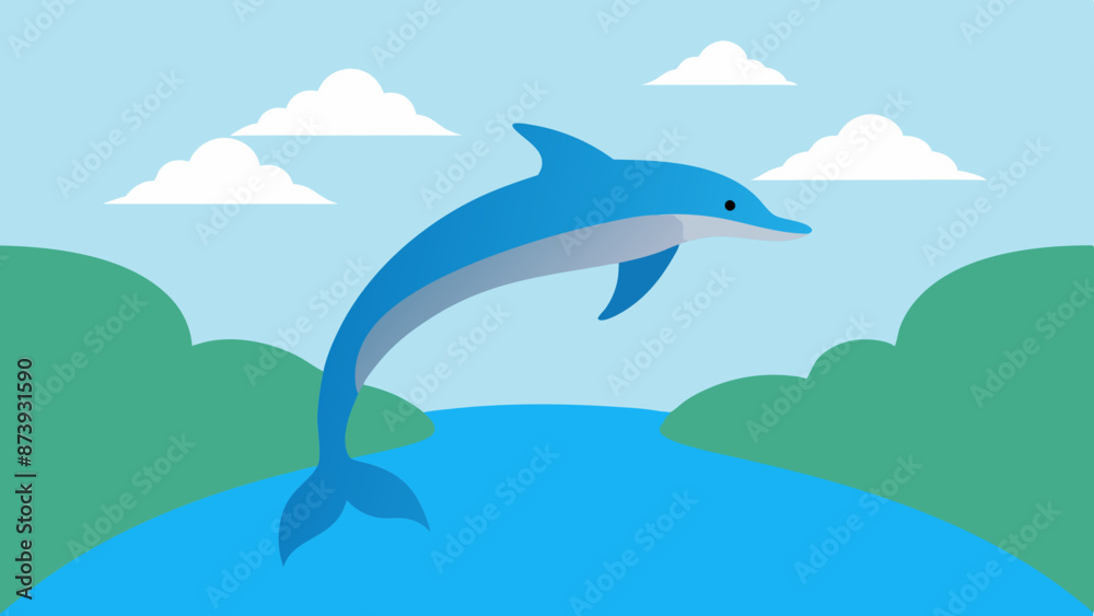 Dolphin jumping in the river vector illustration Dolphin jumping in the river vector illustration