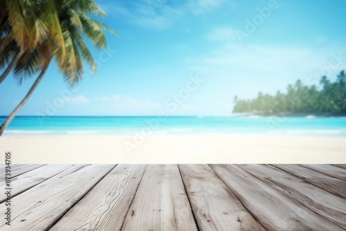 White wooden table outdoors vacation tropical. © Rawpixel.com